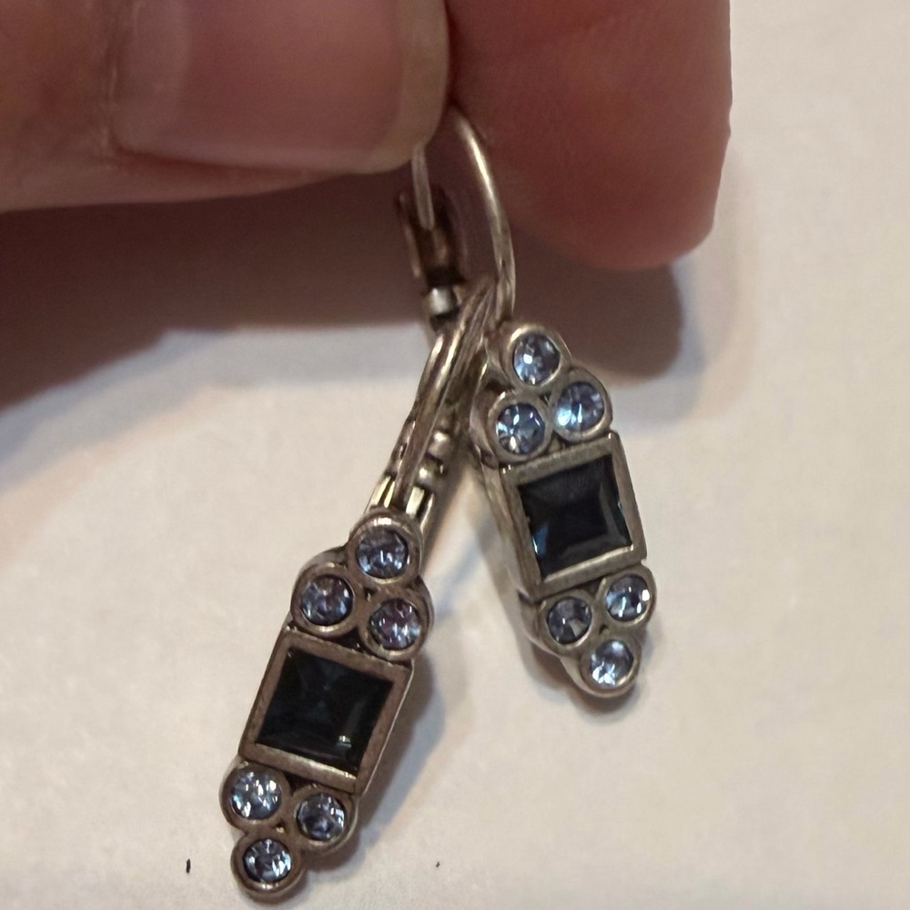 Lia Sophia Silver and Blue Crystal Earrings